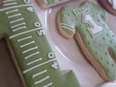 first down first birthday boy decorated cookie ensemble